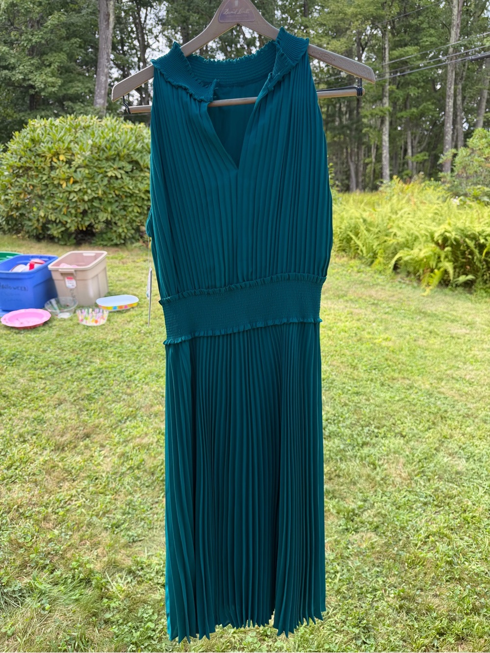 Nanette Lepore Teal Pleated Sleeveless Maxi Dress